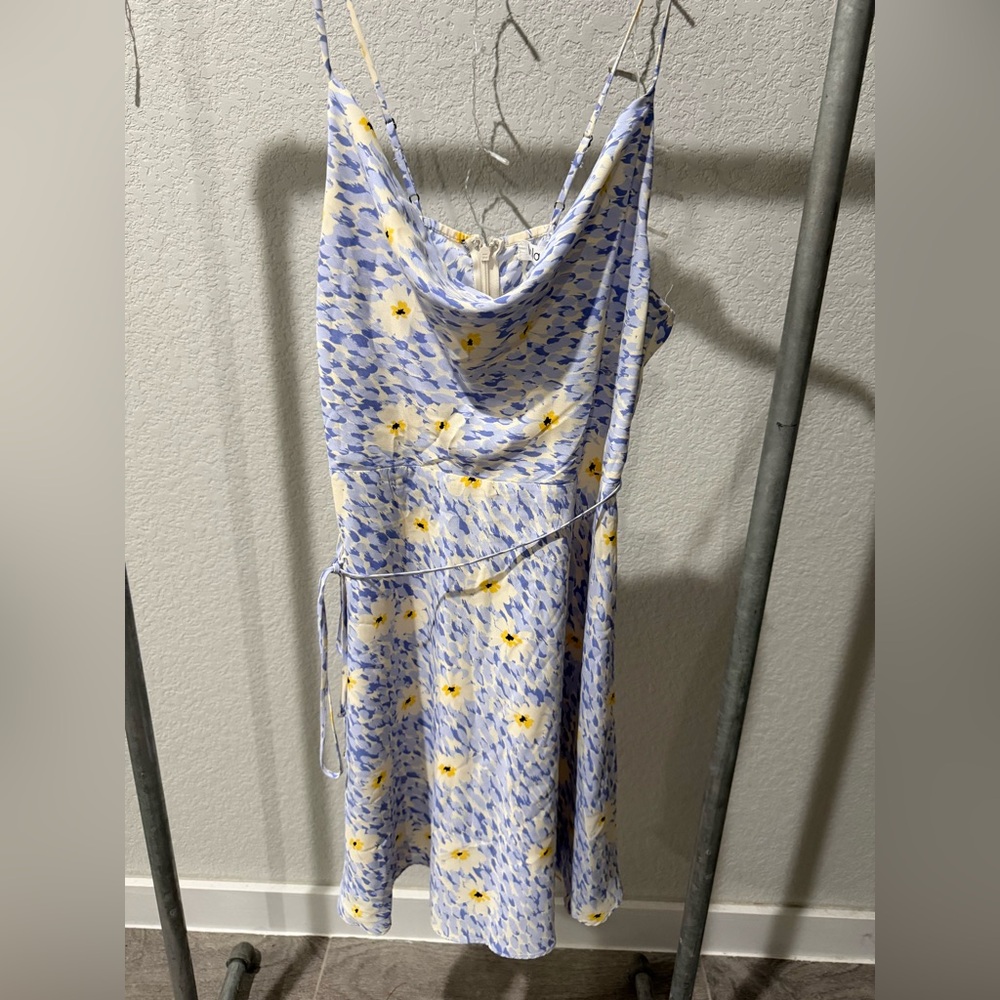 Chic Floral Cowl Neck Mini Dress